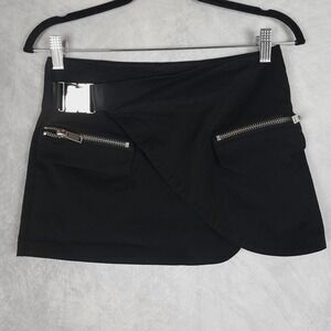 Poster Girl Skirt Womens Small Black Buckle Wrap Mini Zip Glam Goth Dolls Kill